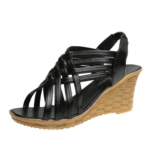 Thumbnail: Women Wedge Heel Casual Sandal Black