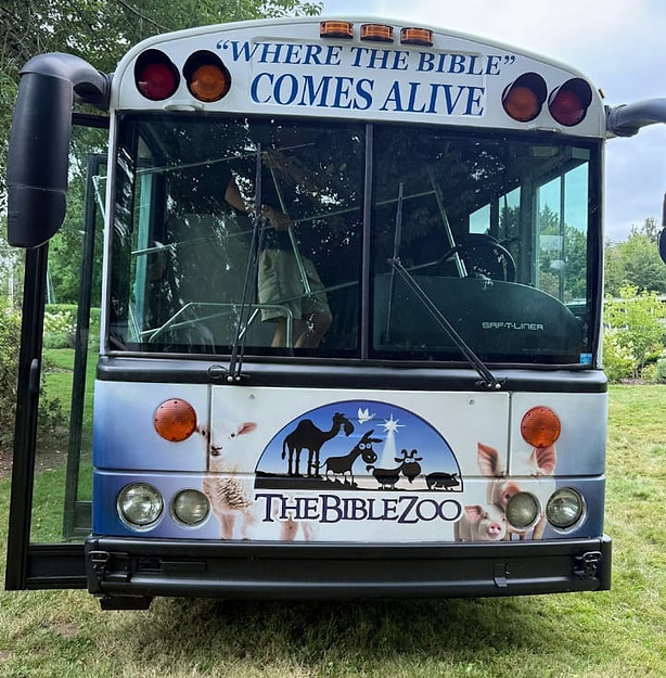 The Bible Zoo Bus bringing the zoo to visitors in Oregon City, OR