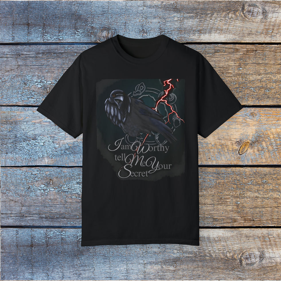 Thumbnail: Raven saying t shirt from the Windstone Chronicles narrative adventure TTRPG