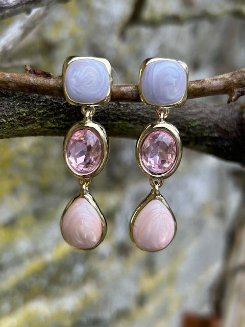 Drop crystal and enamelled earrings.