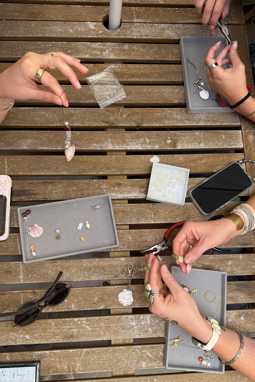 Everyone was provided supplies and tools to create their own shell keychain!