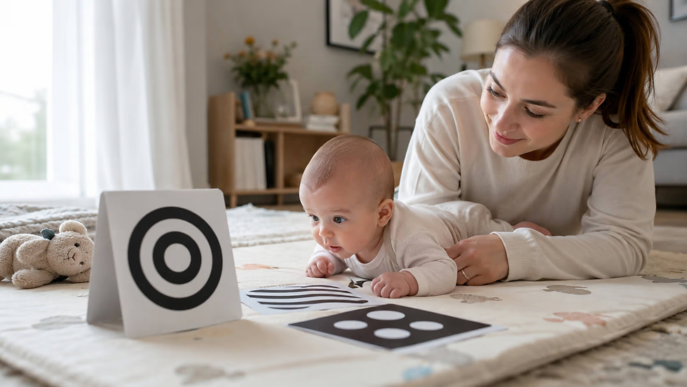 bebé y madre haciendo juegos sensoriales a bebé