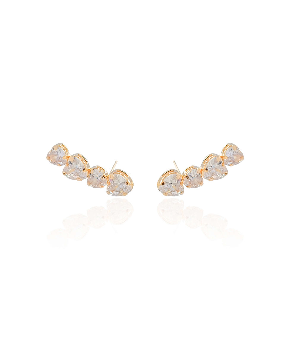 Miniatura: Ear Cuff Corações Cristal Dourado
