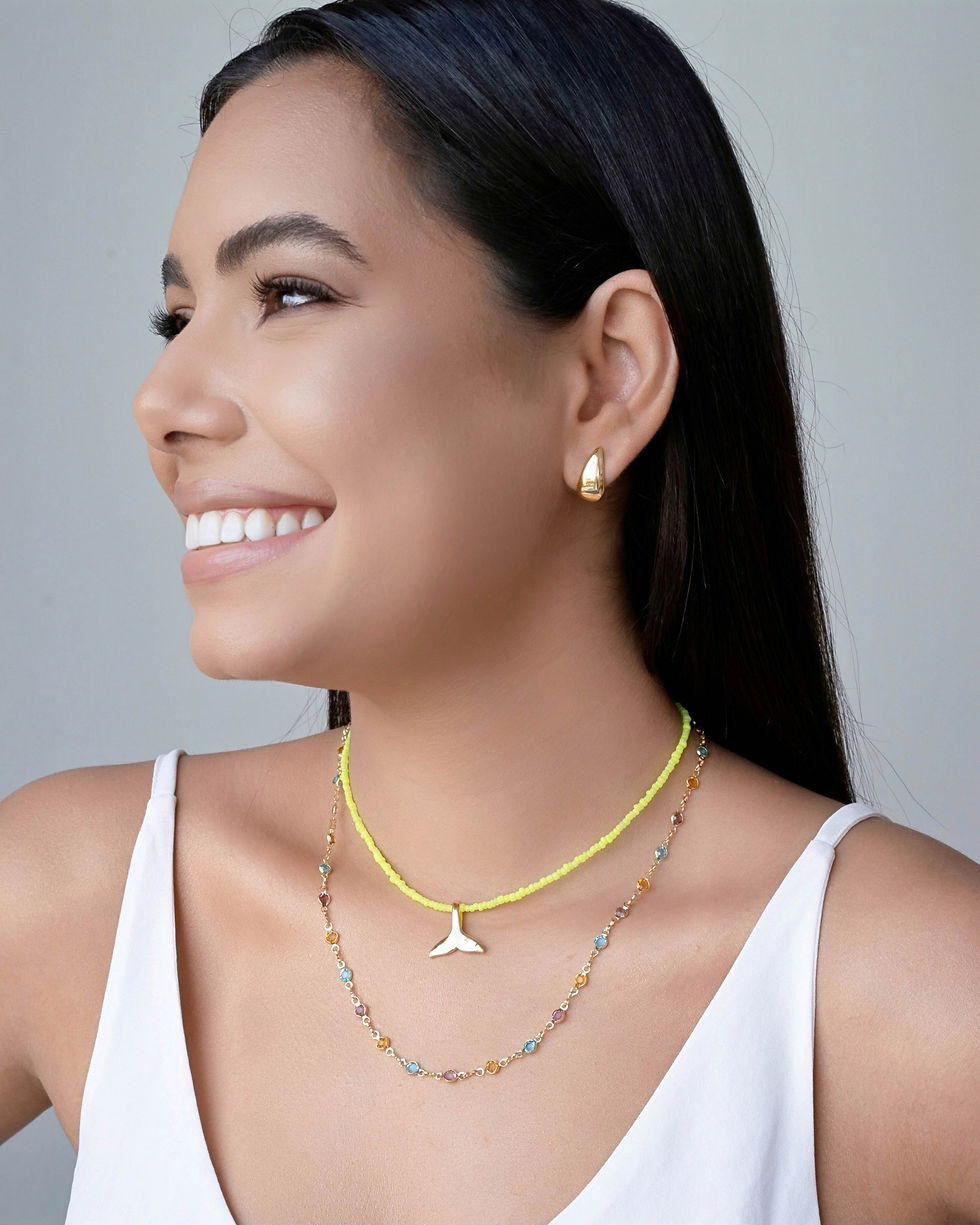 Miniatura: Gargantilha Pontos de Luz Coloridos Banhada a Ouro 18K