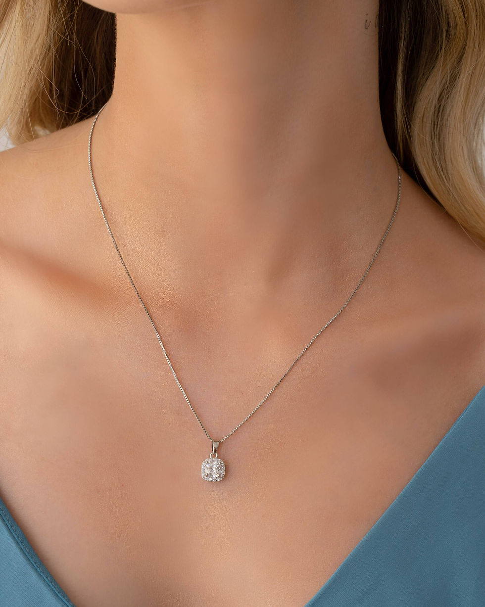 colar ponto de luz ródio branco