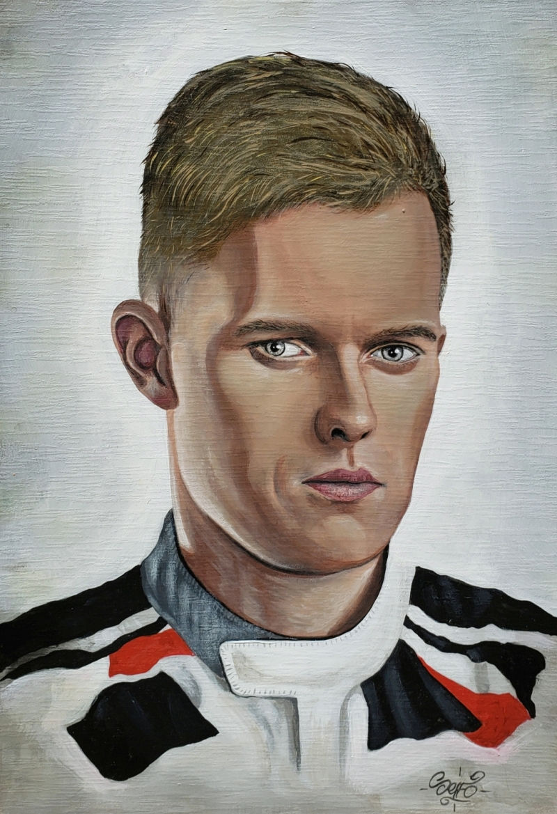Ott Tänak akrüülmaal vineeril 40x50cm 2017