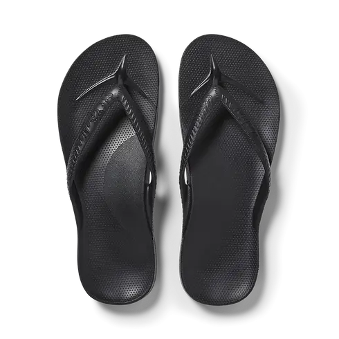 Black arch support flip flops