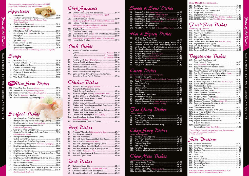 Pearl of the orient alternative menu