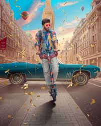 Poster of a man in front of a  movie