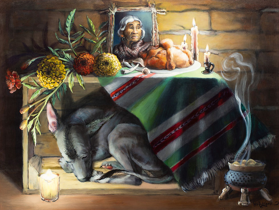 "Remembering Maria Sabina" 18"x24" Oil over Wood by Isis Rodriguez
