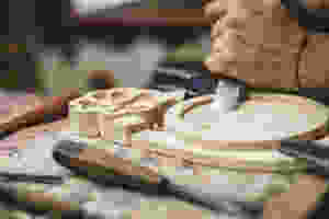 Carving wood with a chisel