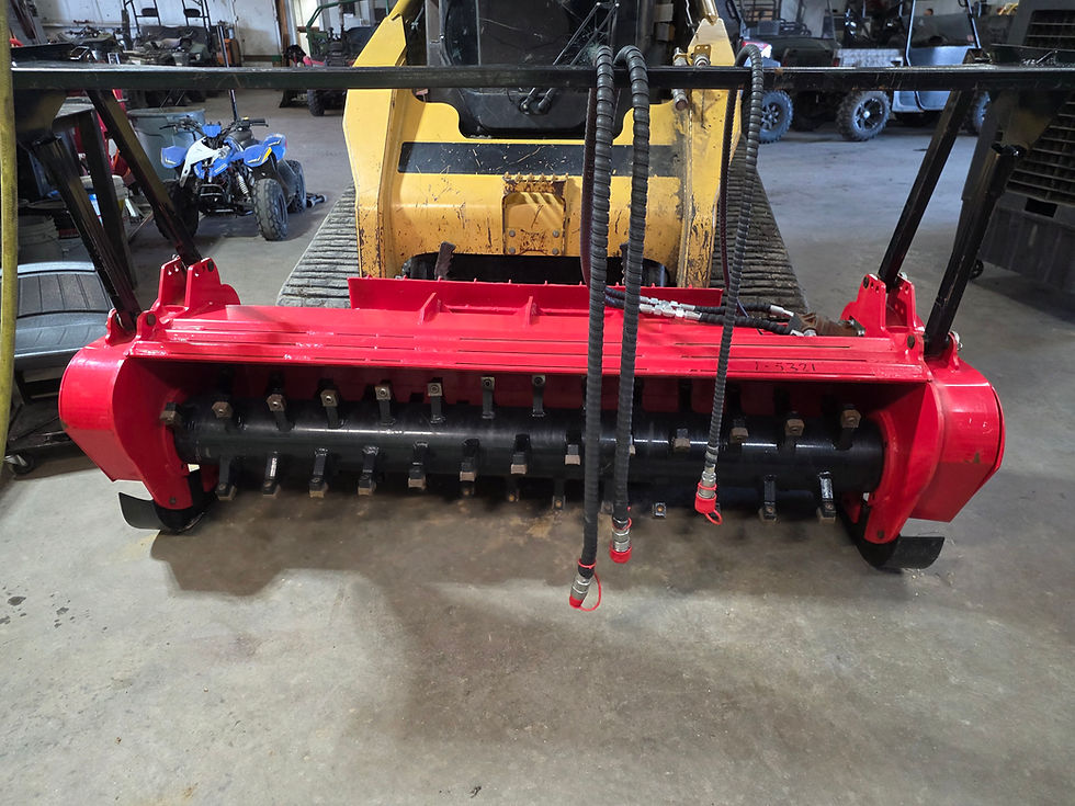 Front view of GIYI Skid Steer Mulcher (red)