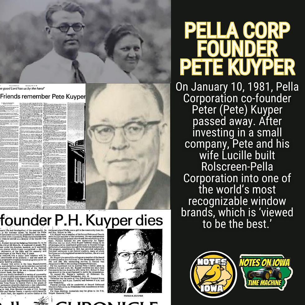 Pella Corp's Founder: Iowa Time Machine January 10, 1981