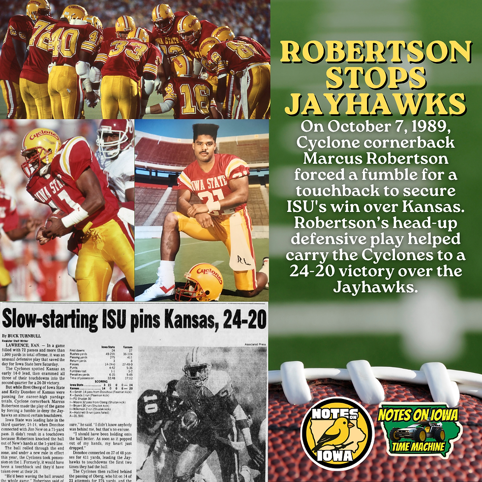 Cyclones Stop Jayhawks: Iowa Time Machine October 7, 1989