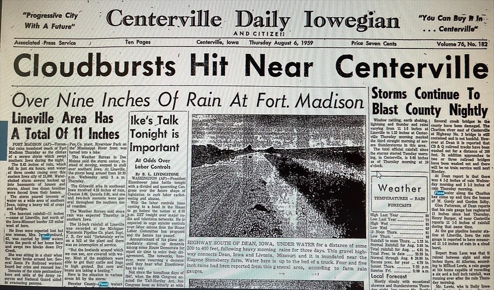 Iowa History Daily August 5 Iowa Rainfall Record