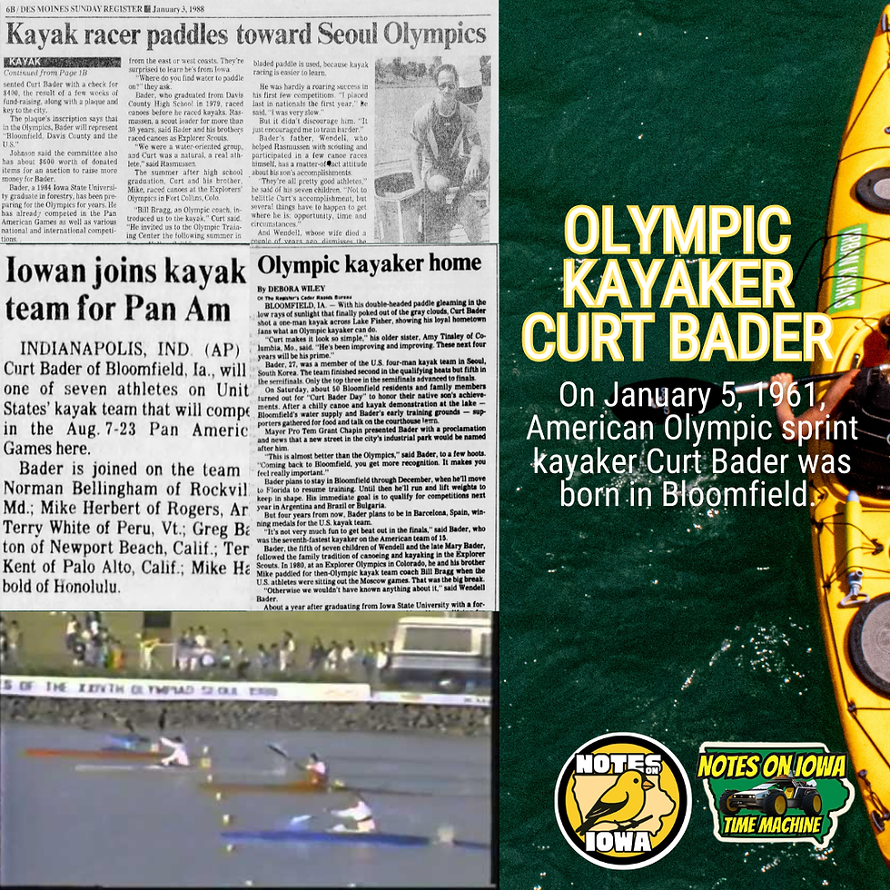 Olympic Kayaker Curt Bader: Iowa Time Machine January 5, 1961