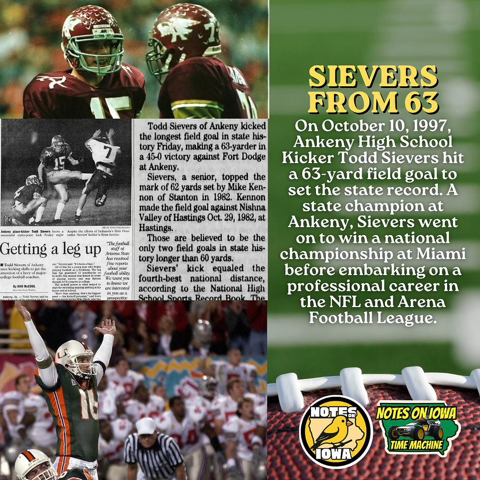 Sievers from 63: Iowa Time Machine October 10, 1997
