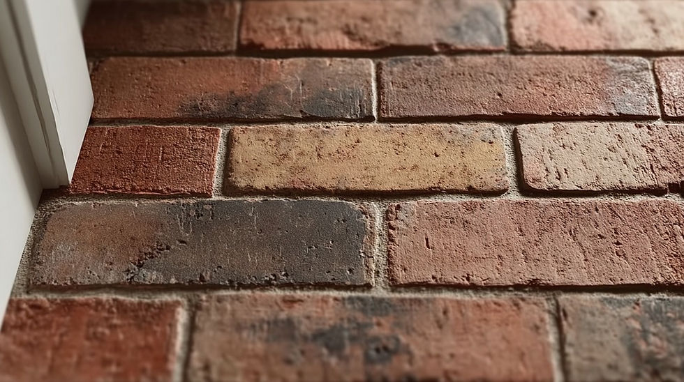 Brick floor entryway with warm mixed brick tones and natural color variation that helps hide everyday wear