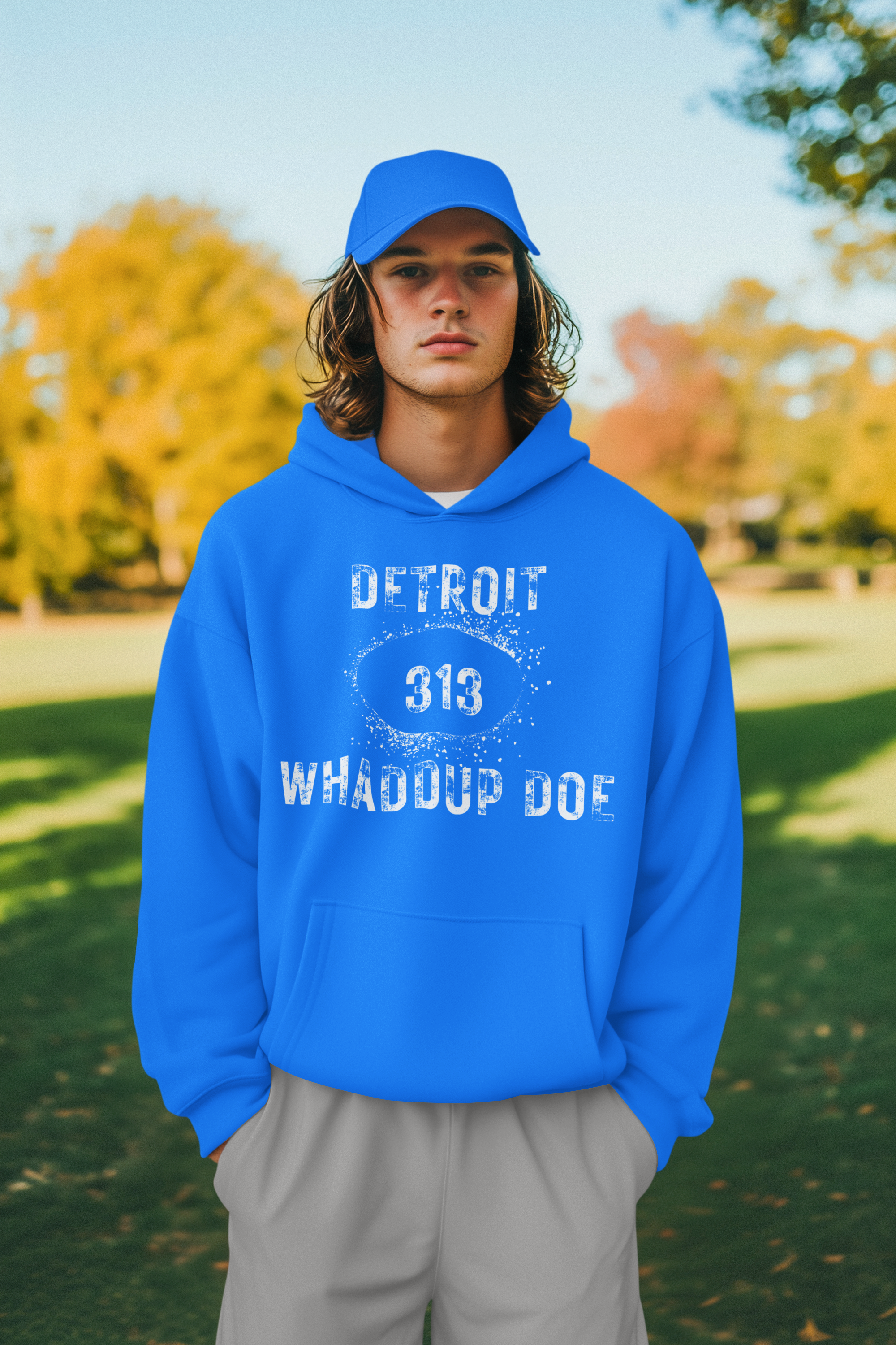 Blue and white Detroit Lions Hoodie