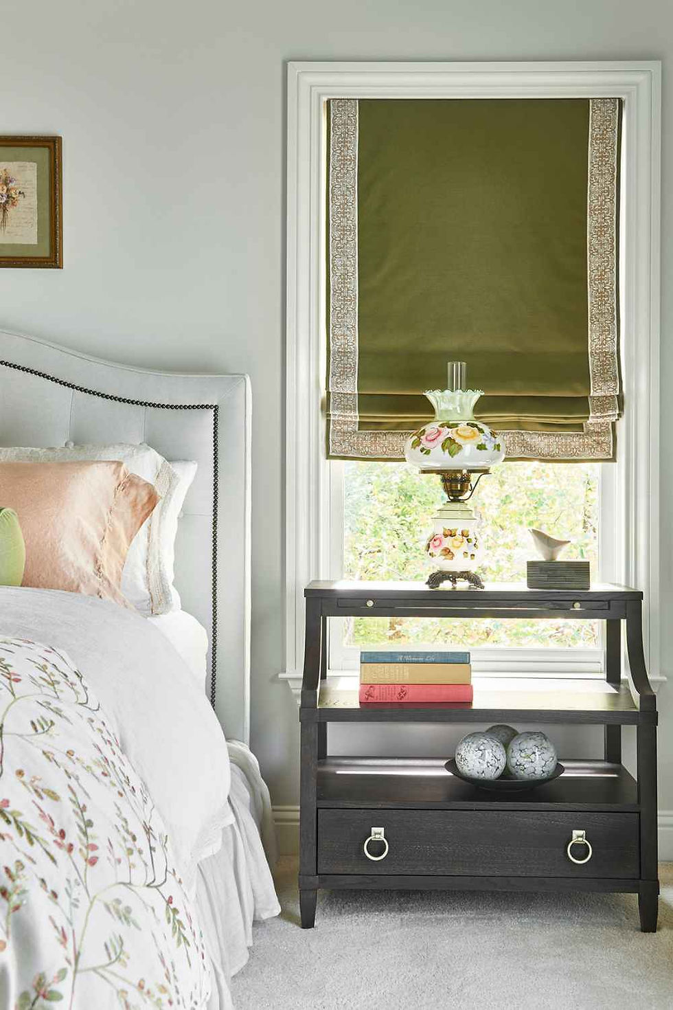 emora-design-studio-dunwoody-ga-home-design-for-well-being-guest-bedroom-with-soft-green-color-palette-nightstand-with-antique-hurricane-lamp-elegant-interior-design