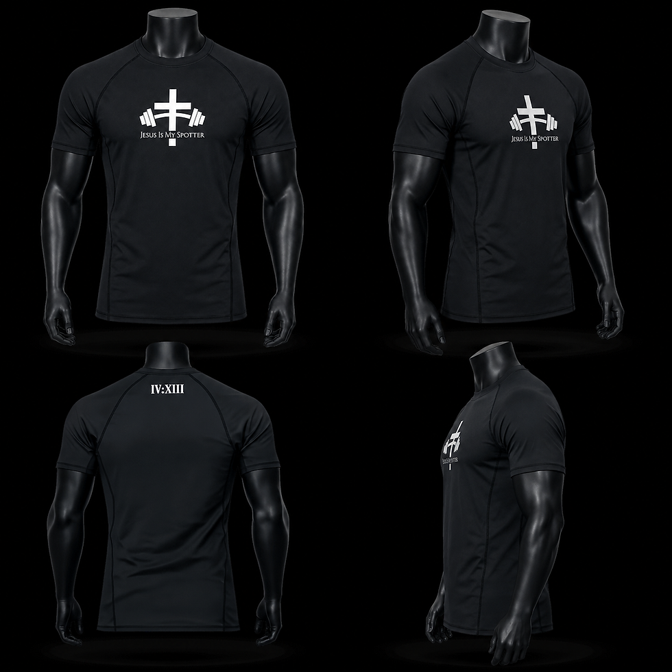 Thumbnail: Black Compression T-Shirt -- Jesus Is My Spotter