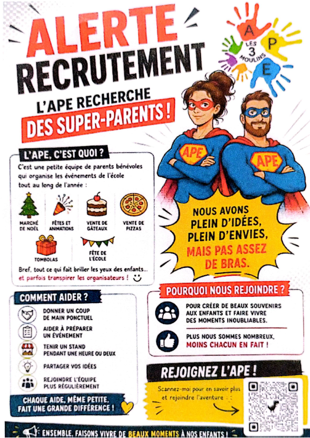 L'APE recherche des super-parents