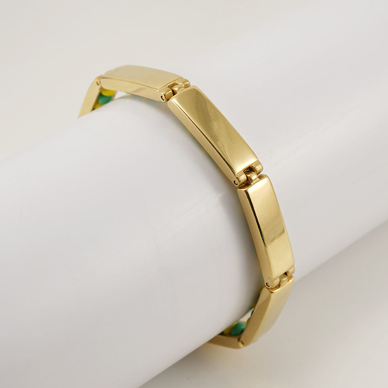 Thumbnail: GD Religious Stainless Steel South Africa Bracelet Green And Yellow Color Orula 