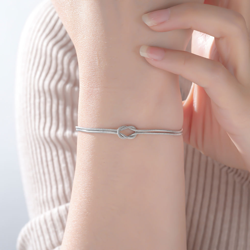 Thumbnail: Cazador Gold Color Love Knot Double Snake Chain Bracelet Stainless Steel Trendy 