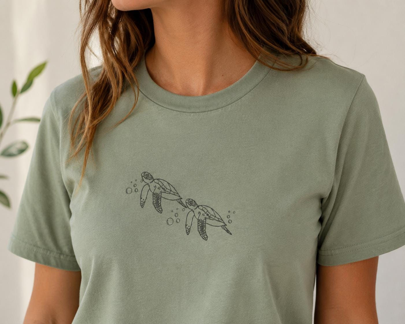 Sea Turtle Embroidered T-Shirt | Organic Cotton Unisex Tee