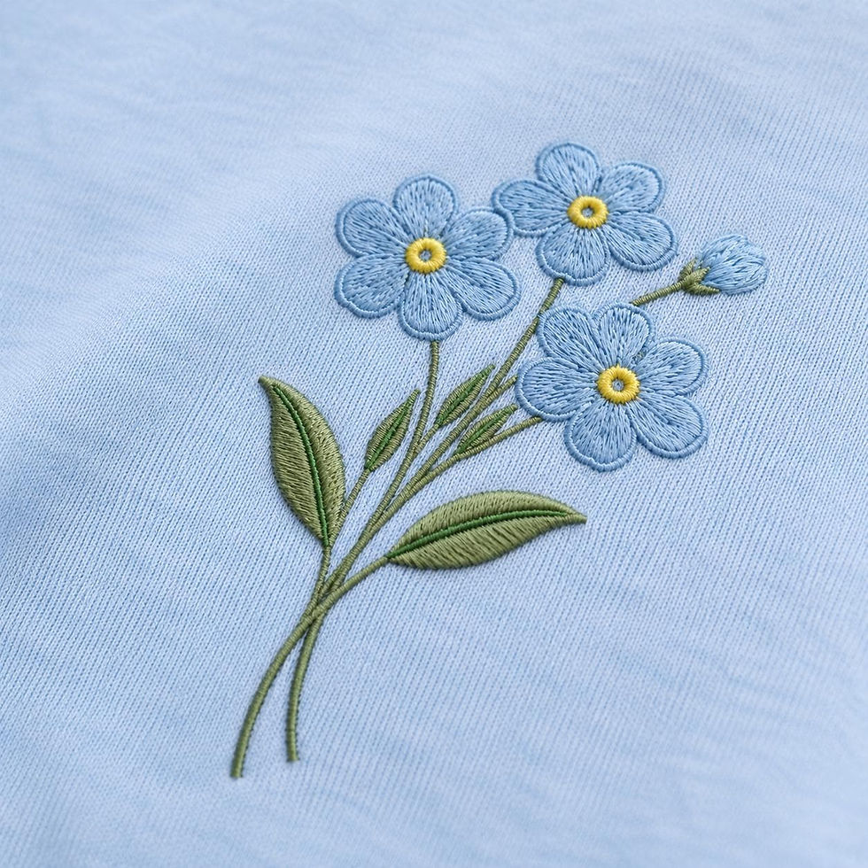 Thumbnail: Forget Me Not Embroidered Organic Cotton T-Shirt, Floral Chest Detail Tee