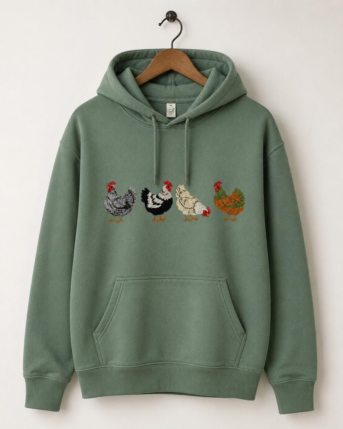 Embroidered Chicken Hoodie | Organic Cotton Farmhouse Sweatshirt