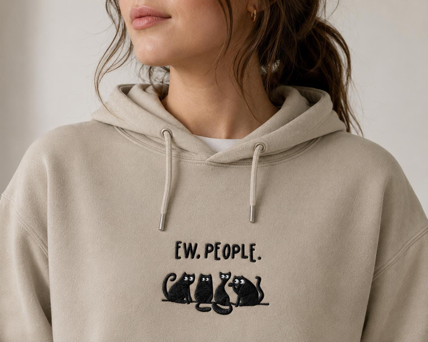 Black Cat Hoodie, Introvert Sweatshirt, Organic Cotton Cat Lover Apparel
