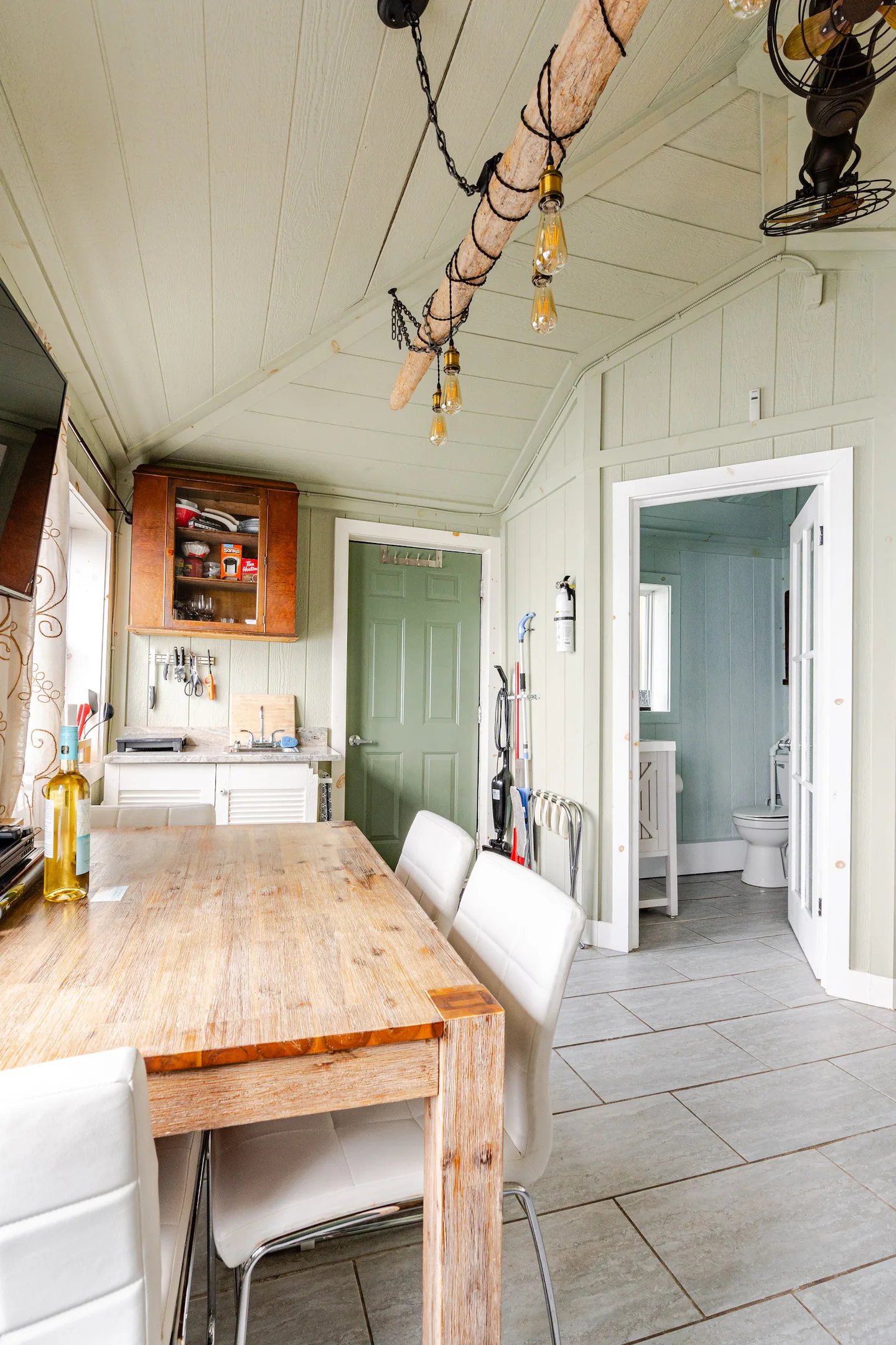 lake house interiors showing dining space