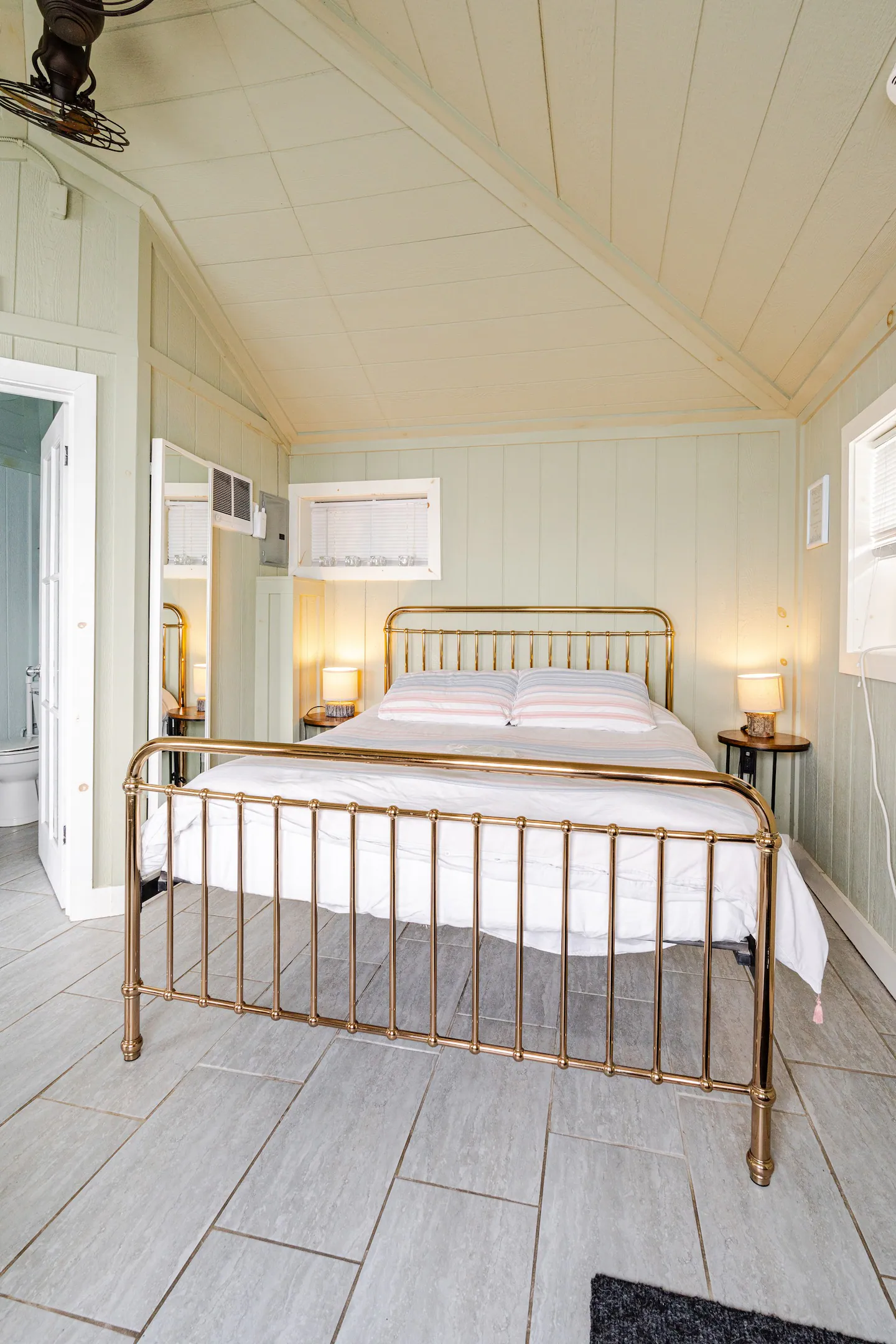 lake house interiors showing bedroom