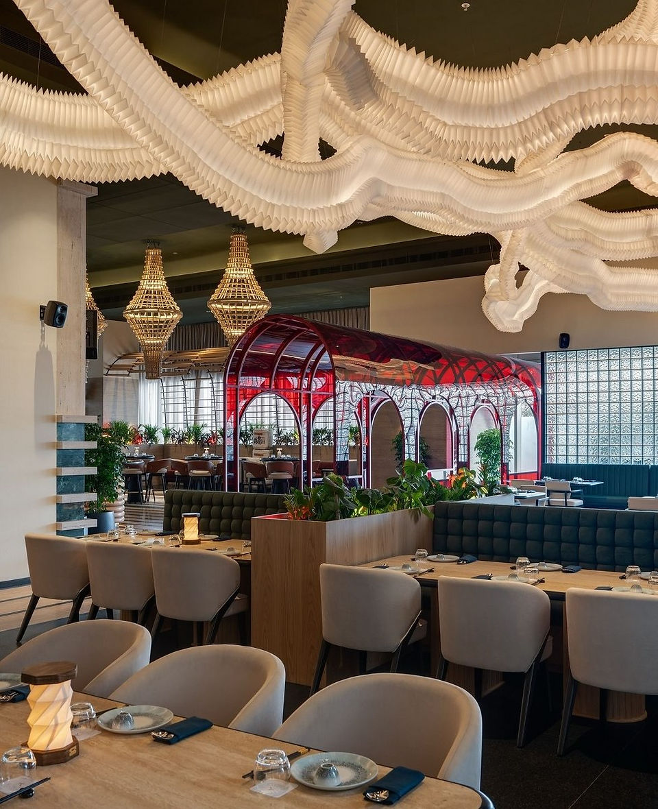 Glimpses of origami lamp at KOKO Hyderabad