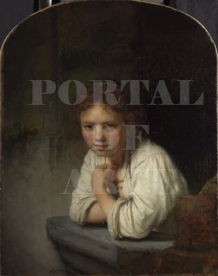 Miniatura: Rembrandt,Garota em uma janela,A Girl at a Window,quadro,poster,replica,canvas,gravura,reprodução,tela,comprar,cópia,fine art