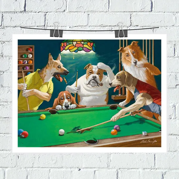 Miniatura: Arthur Sarnoff,cachorros Jogando Sinuca,quadro,reprodução,poster,canvas,gravura,replica,foto,tela,pintura,comprar,copia,giclé