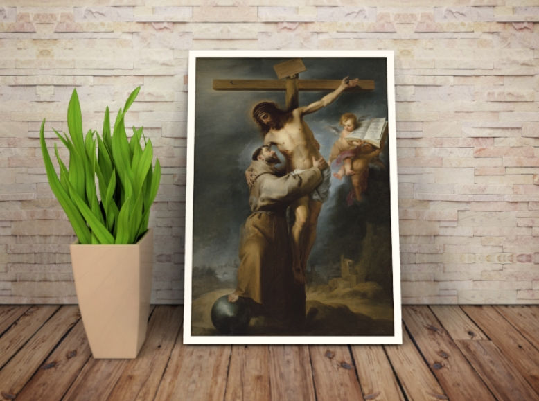 Miniatura: Murillo,São Francisco abraçando o Cristo crucificado,quadro,reprodução,poster,canvas,gravura,replica,tela,pintura,comprar,cop