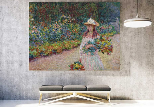 Monet | Jovem no Jardim de Giverny | Quadro Réplica | Canvas