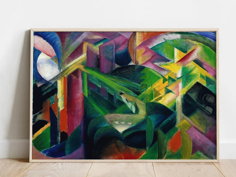 Miniatura: Franz Marc,Veado em um jardim do mosteiro,quadro,canvas,poster,replica,gravura,reprodução,tela,pintura,giclee,comprar,fine ar