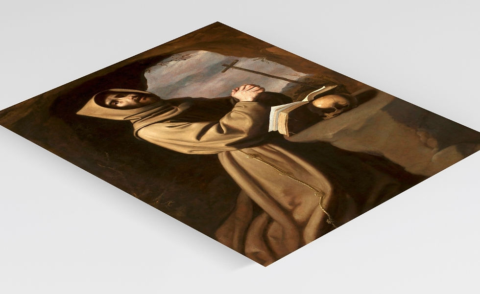 Miniatura: Francisco de Zurbarán,São Francisco em oração em uma gruta,quadro,reprodução,poster,canvas,gravura,replica,tela,pintura,compr
