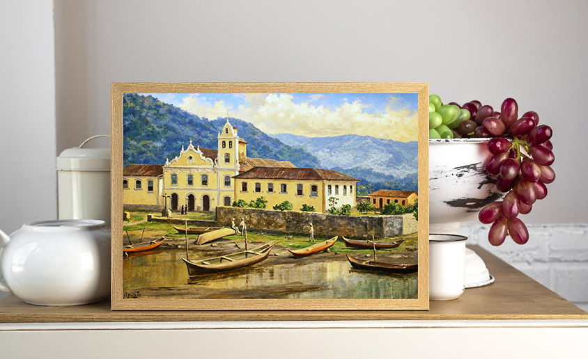 Miniatura: Benedito Calixto,Igreja do Convento Santo Antônio do Valongo,1840,poster,gravura,canvas,fine art,gicleé,tela,réplica,comprar