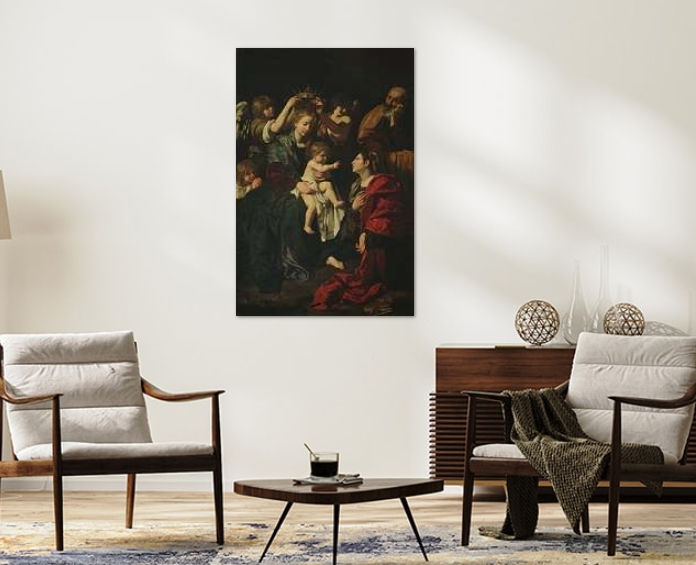Miniatura: Bartolomeo Cavarozzi,Sagrada Família com Santa Catarina,religioso,quadro,canvas,poster,replica,gravura,reprodução,comprar