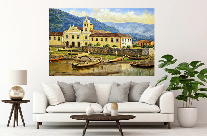 Miniatura: Benedito Calixto,Igreja do Convento Santo Antônio do Valongo,1840,poster,gravura,canvas,fine art,gicleé,tela,réplica,comprar