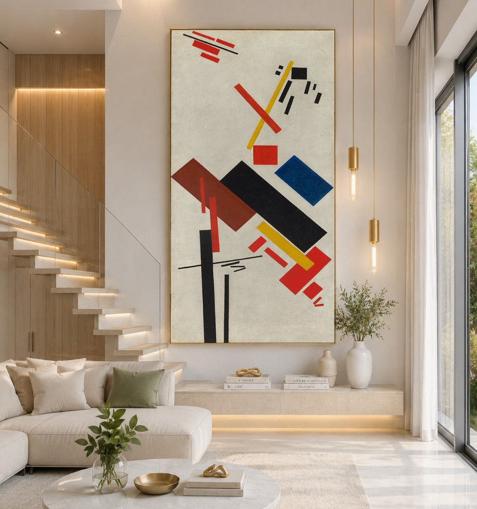 Miniatura: Kazimir Malevich,Casa em Construção,quadro,réplica,reprodução,canvas,poster,gravura,releitura,comprar,cópia,foto,tela,giclée