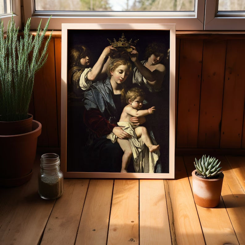 Miniatura: Bartolomeo Cavarozzi,Virgem e Criança com Anjo,quadro,poster,réplica,canvas,gravura,reprodução,tela,fototela,pintura,comprar,