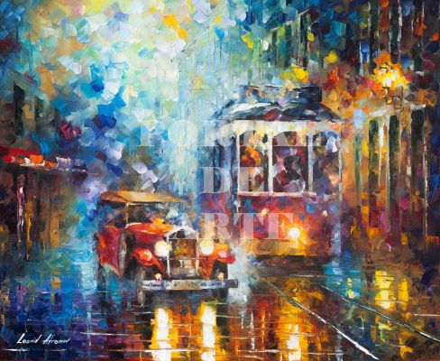 Miniatura: leonid Afremov,Bonde Antigo,quadro,colorido,poster,replica,canvas,gravura,reprodução,pintura,comprar,copia,fine art,giclée