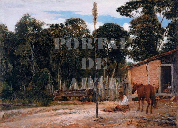 Miniatura: Almeida Junior,Selando o Cavalo,quadro,poster,gravura,replica,canvas,reprodução,tela,releitura,comprar,copia,fine art,giclee