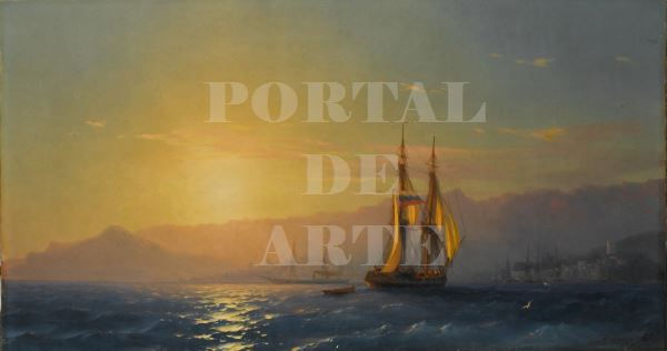 Miniatura: Ivan Konstantinovich Aivazovsky,Pôr do Sol no Mar,quadro,poster,replica,gravura,canvas,reprodução,fototela,pintura,comprar