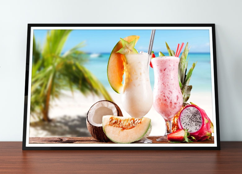 quadro,poster,gravura,canvas,foto,tela,fotografia,cozinha,Alimento,Coquetel de Frutas,coco,Praia,sala,jantar,varanda gourmet
